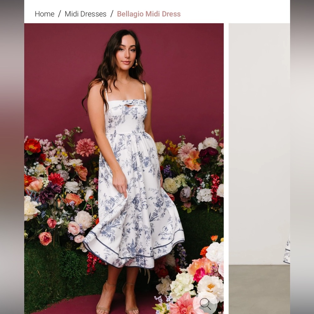 Baltic Born Bellagio Slate Blue Floral Midi Dress